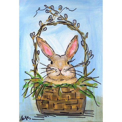 Bunny Basket White Modern Wood Framed Art Print by Strong, Molly Susan