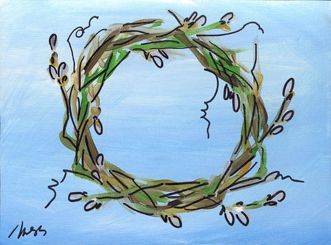 Wreath Black Ornate Wood Framed Art Print with Double Matting by Strong, Molly Susan