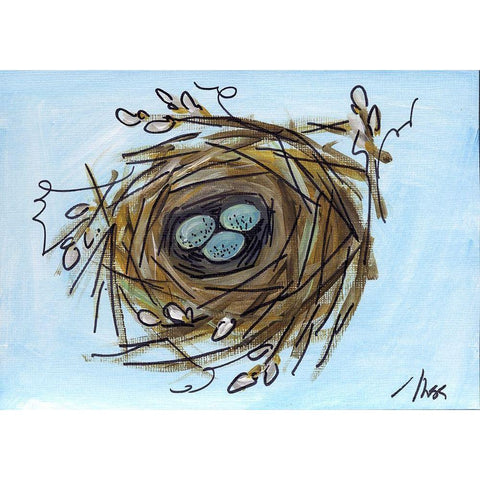 Nest with Eggs Black Modern Wood Framed Art Print by Strong, Molly Susan