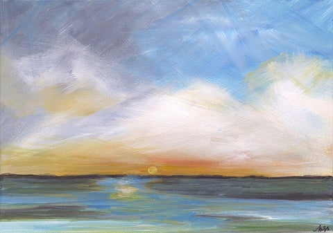 Sunset White Modern Wood Framed Art Print with Double Matting by Strong, Molly Susan
