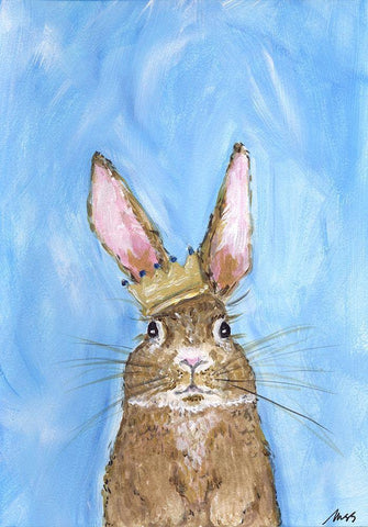 King Rabbit White Modern Wood Framed Art Print with Double Matting by Strong, Molly Susan