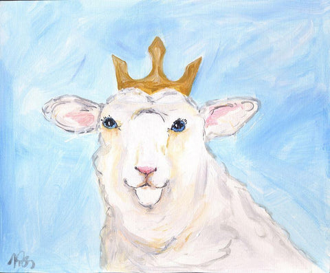 Queen Sheep White Modern Wood Framed Art Print with Double Matting by Strong, Molly Susan