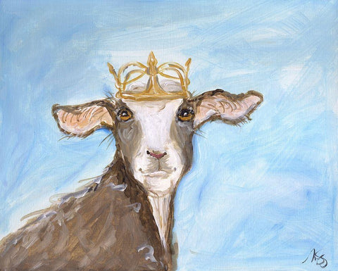 Queen Goat White Modern Wood Framed Art Print with Double Matting by Strong, Molly Susan