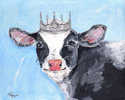 Queen Cow Black Ornate Wood Framed Art Print with Double Matting by Strong, Molly Susan
