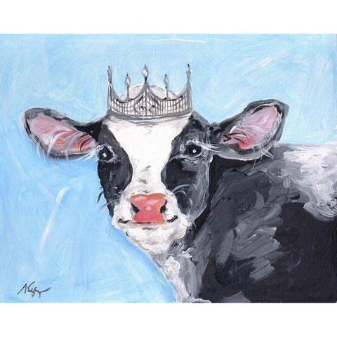Queen Cow Black Modern Wood Framed Art Print by Strong, Molly Susan