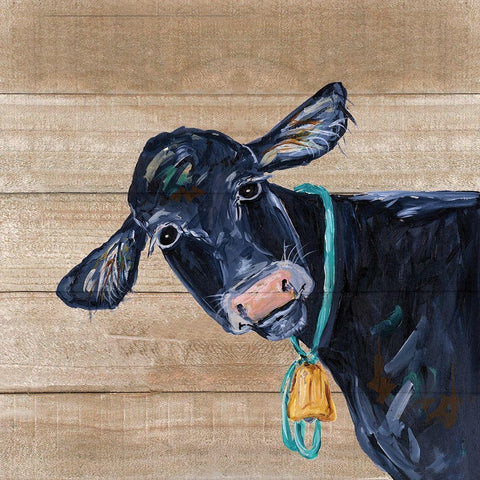 Cow White Modern Wood Framed Art Print with Double Matting by Strong, Molly Susan