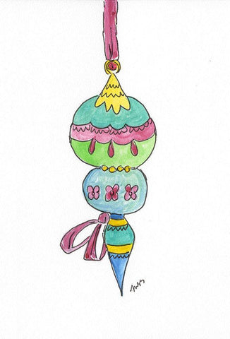 Ornament III White Modern Wood Framed Art Print with Double Matting by Strong, Molly Susan