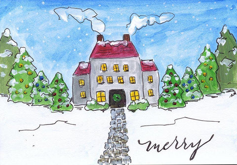 Merry   White Modern Wood Framed Art Print with Double Matting by Strong, Molly Susan