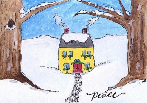 Peace White Modern Wood Framed Art Print with Double Matting by Strong, Molly Susan
