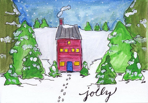 Jolly White Modern Wood Framed Art Print with Double Matting by Strong, Molly Susan