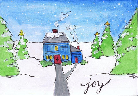 Joy White Modern Wood Framed Art Print with Double Matting by Strong, Molly Susan