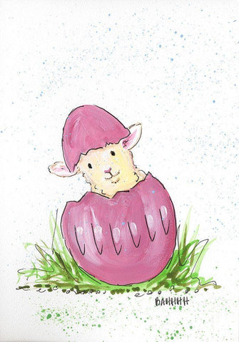 Bahhhh Black Ornate Wood Framed Art Print with Double Matting by Strong, Molly Susan