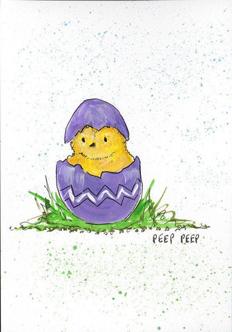 Peep Peep Black Ornate Wood Framed Art Print with Double Matting by Strong, Molly Susan