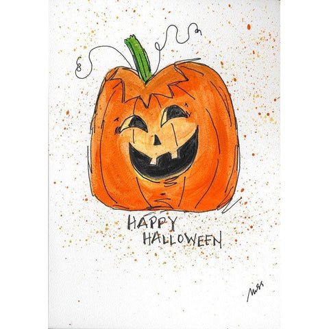 Happy Halloween Black Modern Wood Framed Art Print with Double Matting by Strong, Molly Susan