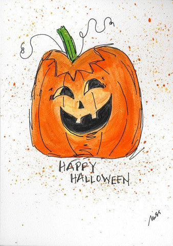 Happy Halloween Black Ornate Wood Framed Art Print with Double Matting by Strong, Molly Susan