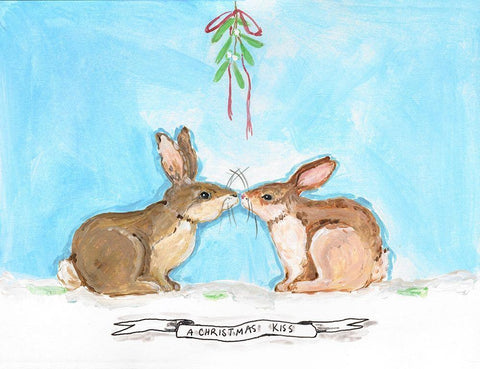 Snow Bunnies Black Ornate Wood Framed Art Print with Double Matting by Strong, Molly Susan