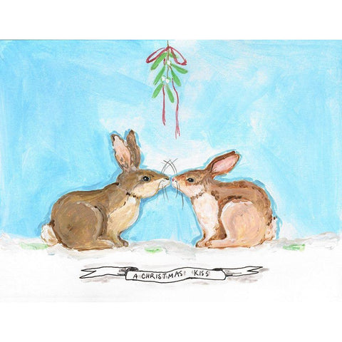 Snow Bunnies Black Modern Wood Framed Art Print with Double Matting by Strong, Molly Susan
