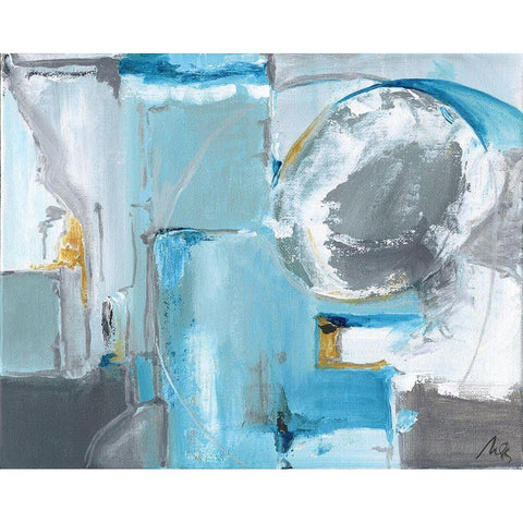 Blue Abstract Black Modern Wood Framed Art Print with Double Matting by Strong, Molly Susan