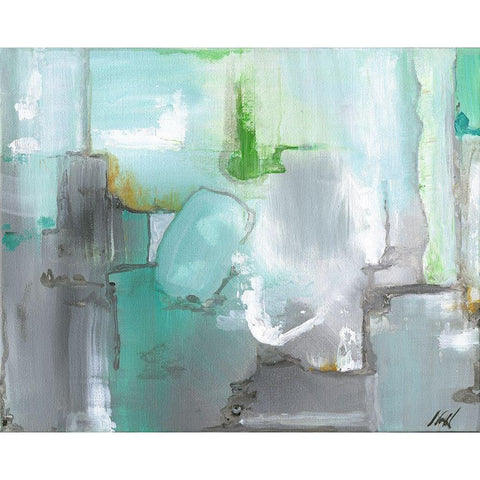 Green Abstract Black Modern Wood Framed Art Print with Double Matting by Strong, Molly Susan