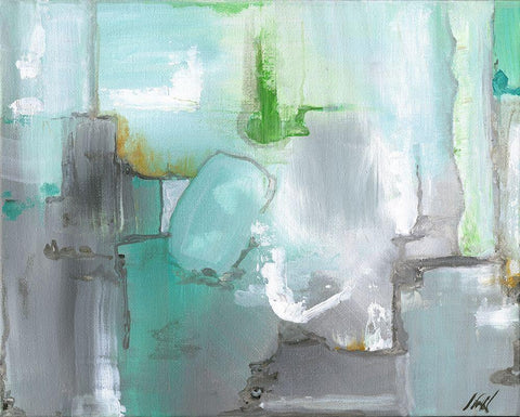 Green Abstract White Modern Wood Framed Art Print with Double Matting by Strong, Molly Susan