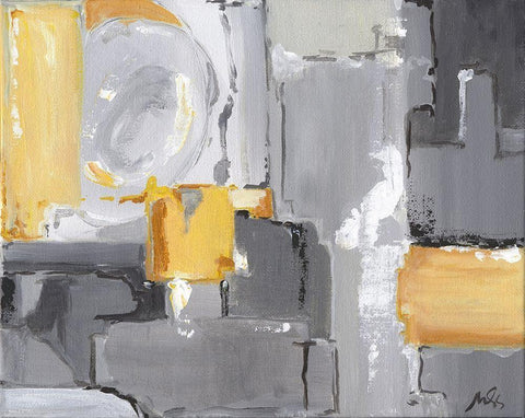 Yellow Abstract White Modern Wood Framed Art Print with Double Matting by Strong, Molly Susan