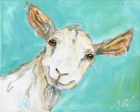 Goat White Modern Wood Framed Art Print with Double Matting by Strong, Molly Susan