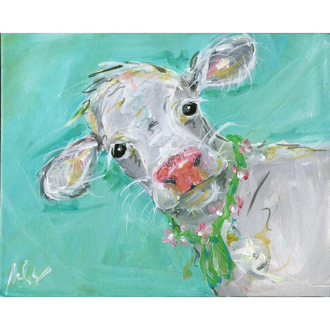 Cow White Modern Wood Framed Art Print by Strong, Molly Susan