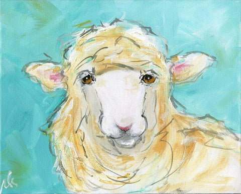 Lamb White Modern Wood Framed Art Print with Double Matting by Strong, Molly Susan