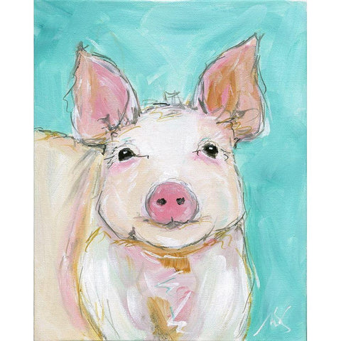 Pig White Modern Wood Framed Art Print by Strong, Molly Susan