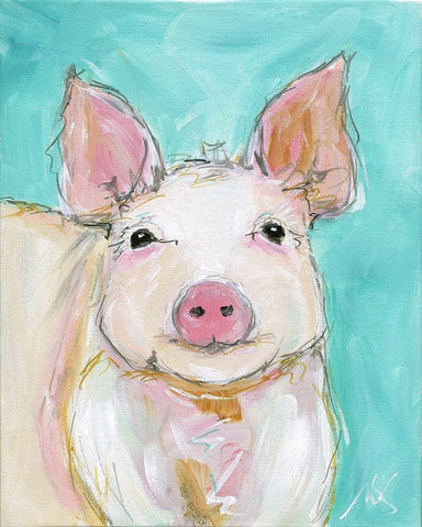 Pig Black Ornate Wood Framed Art Print with Double Matting by Strong, Molly Susan