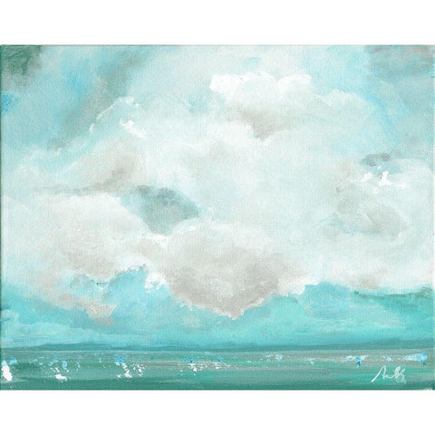 Oceanscape II Black Modern Wood Framed Art Print with Double Matting by Strong, Molly Susan