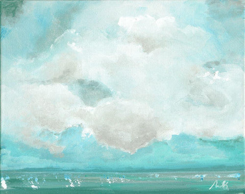 Oceanscape II Black Ornate Wood Framed Art Print with Double Matting by Strong, Molly Susan