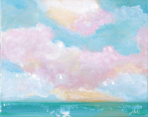 Oceanscape III Black Ornate Wood Framed Art Print with Double Matting by Strong, Molly Susan
