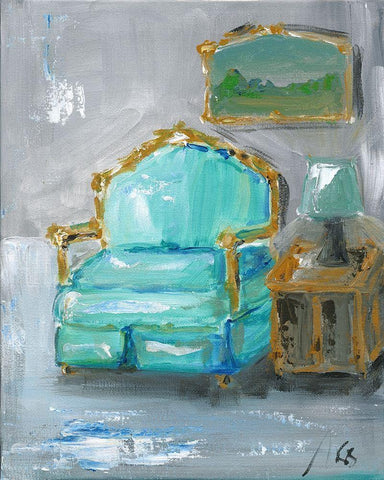 Chair White Modern Wood Framed Art Print with Double Matting by Strong, Molly Susan