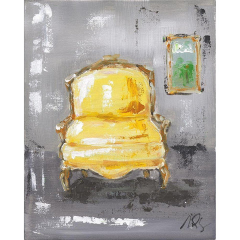 Yellow Chair Black Modern Wood Framed Art Print by Strong, Molly Susan