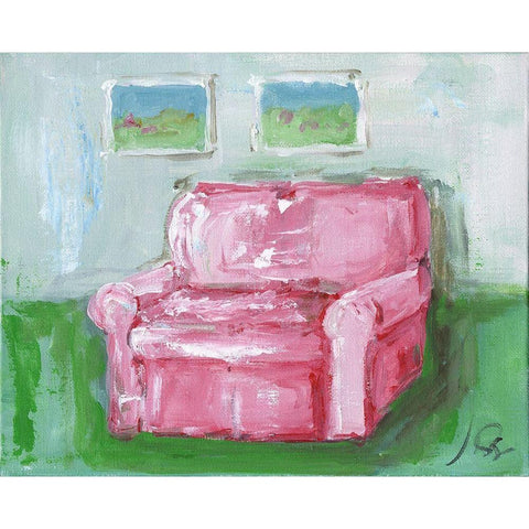 Pink Chair White Modern Wood Framed Art Print by Strong, Molly Susan