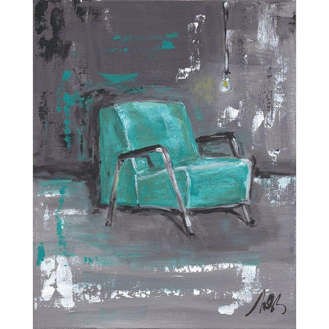 Green Chair White Modern Wood Framed Art Print by Strong, Molly Susan