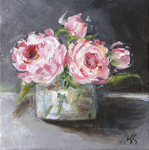 Roses Black Ornate Wood Framed Art Print with Double Matting by Strong, Molly Susan