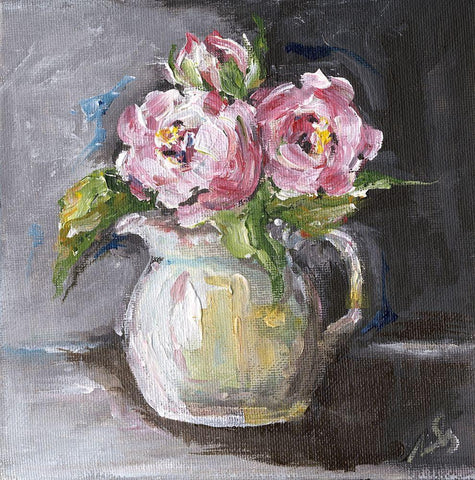 Roses II Black Ornate Wood Framed Art Print with Double Matting by Strong, Molly Susan