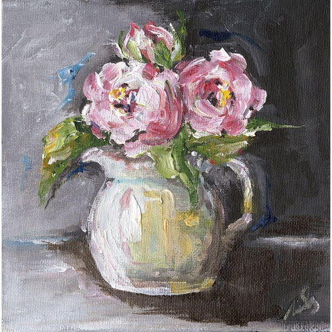 Roses II Black Modern Wood Framed Art Print with Double Matting by Strong, Molly Susan