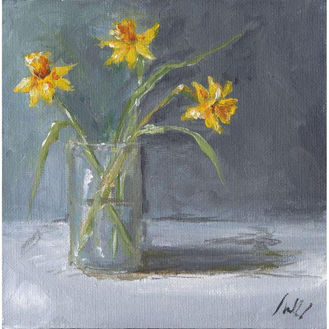 Daffodils White Modern Wood Framed Art Print by Strong, Molly Susan