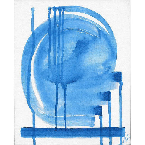 Blue Abstract White Modern Wood Framed Art Print by Strong, Molly Susan