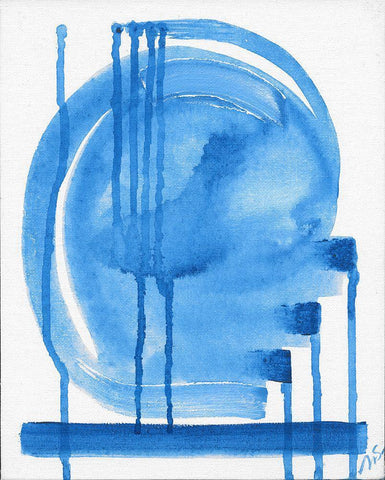 Blue Abstract Black Ornate Wood Framed Art Print with Double Matting by Strong, Molly Susan