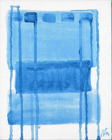 Blue Abstract III White Modern Wood Framed Art Print with Double Matting by Strong, Molly Susan