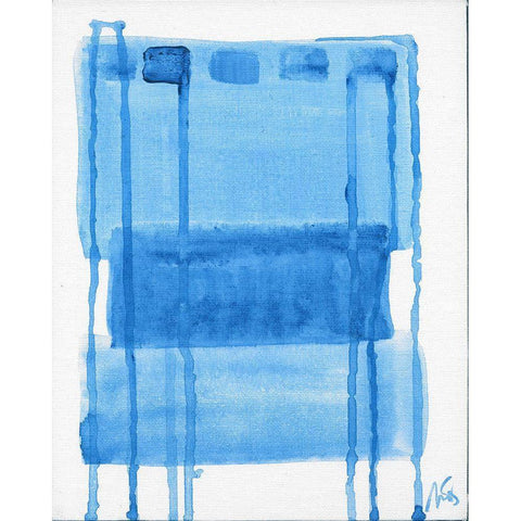 Blue Abstract III Gold Ornate Wood Framed Art Print with Double Matting by Strong, Molly Susan