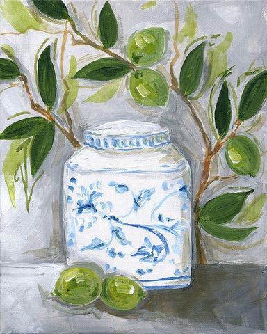 Lime White Modern Wood Framed Art Print with Double Matting by Strong, Molly Susan