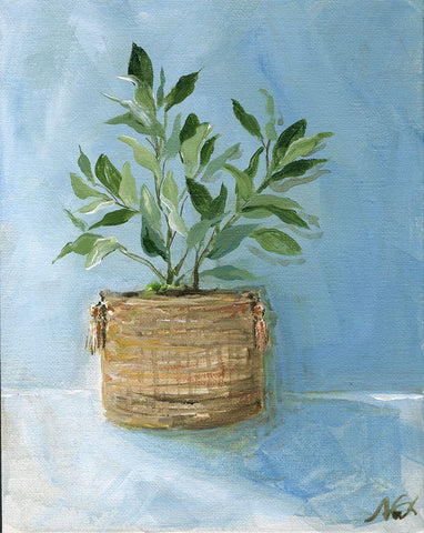 Potted Plant White Modern Wood Framed Art Print with Double Matting by Strong, Molly Susan