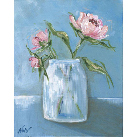 Pink Petals Black Modern Wood Framed Art Print by Strong, Molly Susan