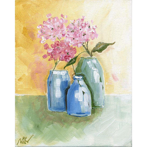 Pink Petals II Black Modern Wood Framed Art Print with Double Matting by Strong, Molly Susan