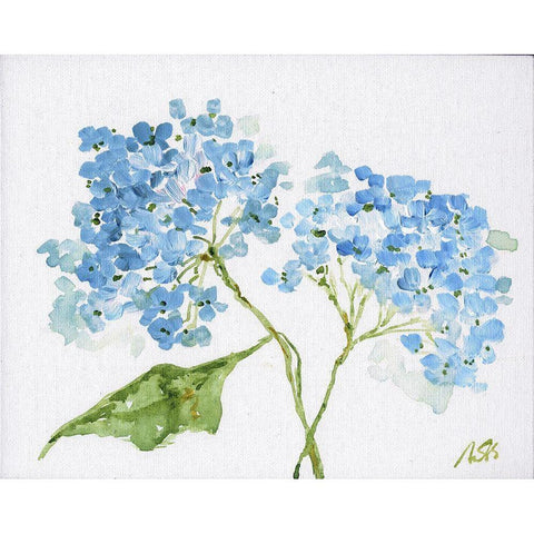 Blue Blossoms Gold Ornate Wood Framed Art Print with Double Matting by Strong, Molly Susan